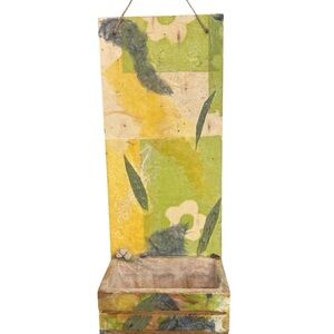 Handmade Mulberry Paper Wall Organizer with Dried Floral Accents